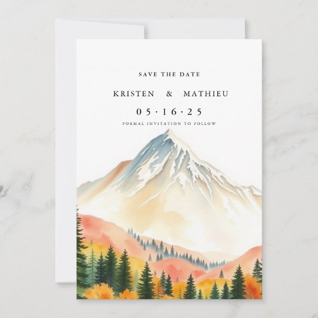 Save The Date Calligraphie Montagne numérique (Devant)
