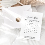 Save The Date Calligraphie noir et blanc Enregistrer le calendri<br><div class="desc">Cette calligraphie noir et blanc,  sauf le calendrier des dates,  est parfaite pour un mariage rustique. Le design présente une belle calligraphie noire dans un arrière - plan blanc pour agrémenter votre événement.</div>