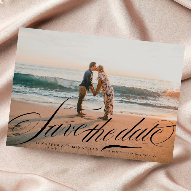 Save The Date Calligraphie noire élégante et officielle Code QR  (Créateur téléchargé)