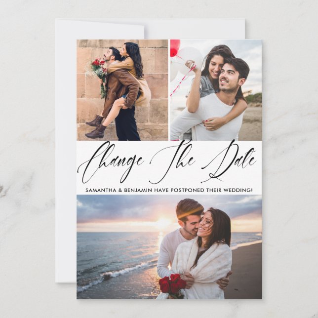 Save The Date Calligraphie Photo Mariage Modifier La Date (Devant)