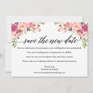 Save The Date Calligraphie Pink Floral Enregistrer La Nouvelle C