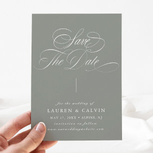 Save The Date Calligraphie romantique Sage Green