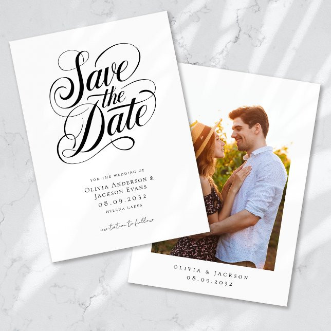 Save The Date Calligraphie romantique Script Mariage photo (Créateur téléchargé)