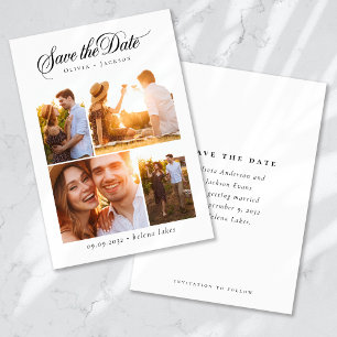 Save The Date Calligraphie romantique Script Photo Collage Maria