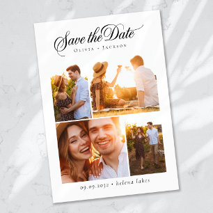 Save The Date Calligraphie romantique Script Photo Collage Maria