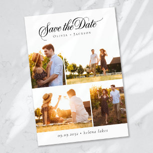 Save The Date Calligraphie romantique Script Photo Collage Maria