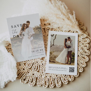 Save The Date Calligraphie rustique Photo Qr Code Mariage