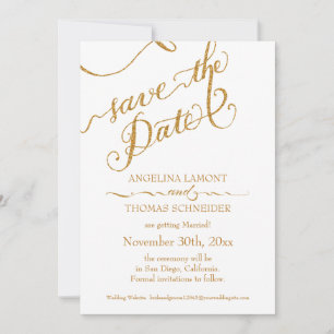 Save The Date Calligraphie Script Pour toujours en amour Paillet