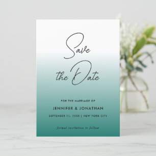 Save The Date Calligraphie simple élégante moderne sarcelle