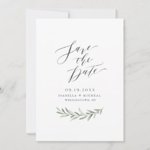 Save The Date Calligraphie simple mariage de verdure rustique