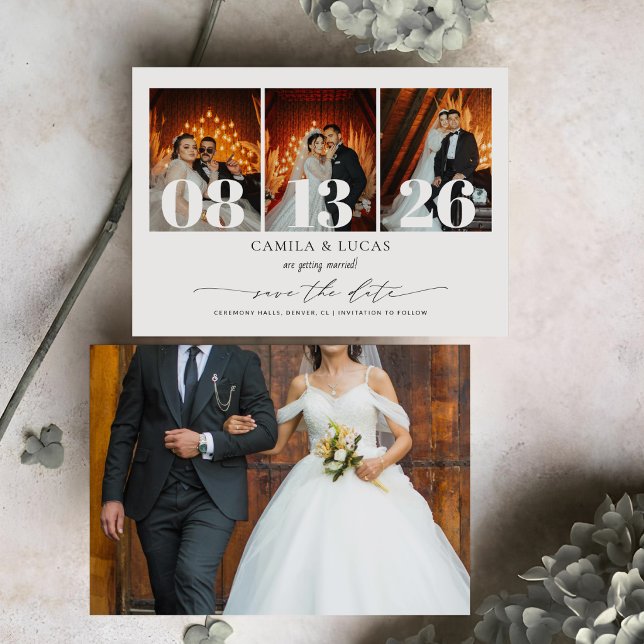 Save The Date Calligraphie Texte Élégant et Photo | Mariage (Créateur téléchargé)