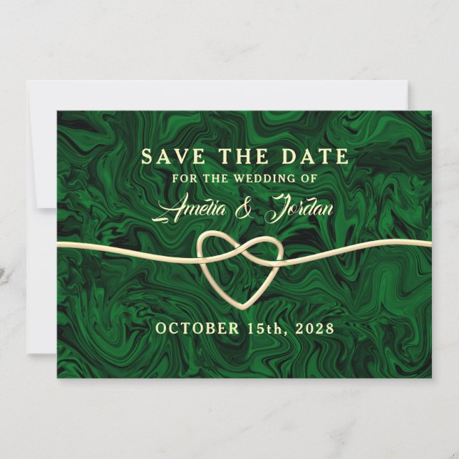 Save The Date Calligraphie verte Mariage Enregistrer La Date (Devant)