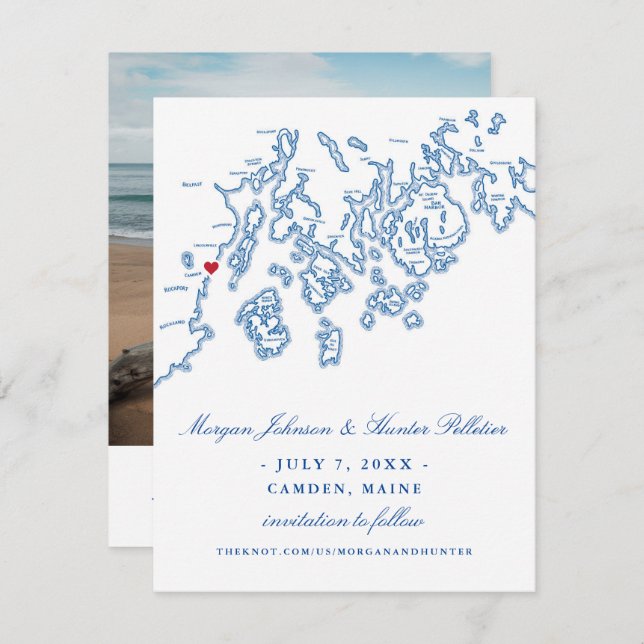 Save The Date Camden Maine Photo Enregistrer la date - Penobscot (Devant / Derrière)