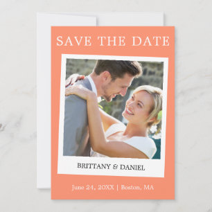 Save The Date Caméra instantanée Style Couple Photo Coral