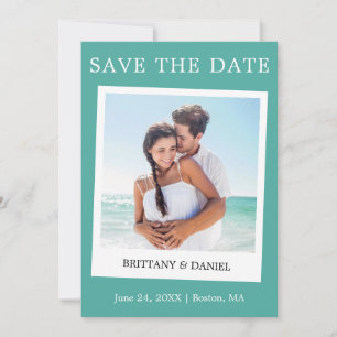 Save The Date Caméra instantanée Style Couple Photo Turquoise