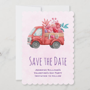 Save The Date Camion mignonne d'amour transportant des coeurs et