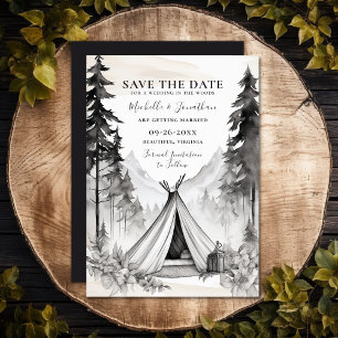 Save The Date Camping Rustique Mariage forestier de montagne