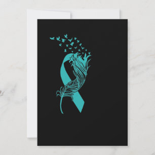 Save The Date Cancer Turquoise Ribbon Feather Birds