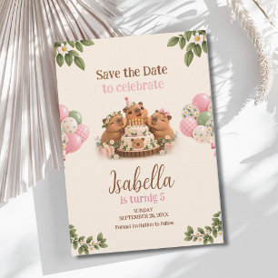 Save The Date Capybara Capy Fête Mignonne Rose Kawaii Fille Anni