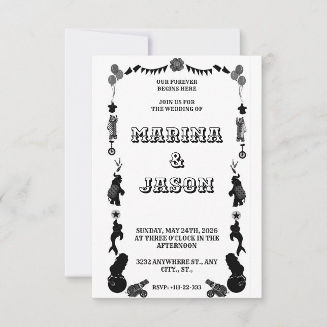 Save The Date Carnival festival black and white (Devant)