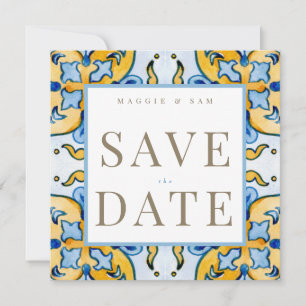 Save The Date Carré de mariage en carrelage méditerranéen à sauv
