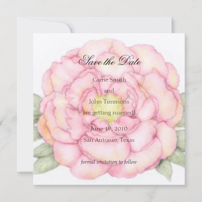 Save The Date Carré Enregistrer la date Pony rose (Devant)