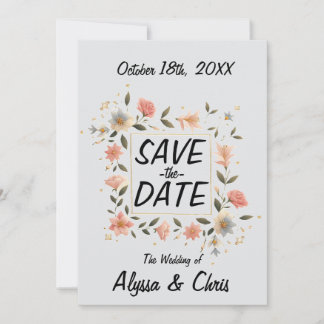 Save The Date Carré Floral Élégant