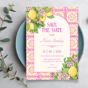 Save The Date Carreau artistique floral rose 