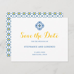 Save The Date Carrelage méditerranéen Aquarelle Mariage citron
