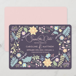 Save the date. Carte de Mariage rose violet