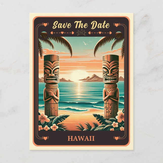 Save the date | Carte postale Invitation Hawaii (Devant)