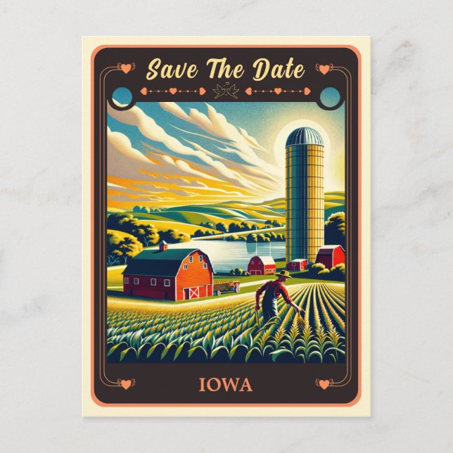 Save the date | Carte postale Invitation Iowa (Devant)