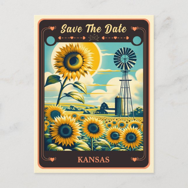 Save the date | Carte postale Invitation Kansas (Devant)