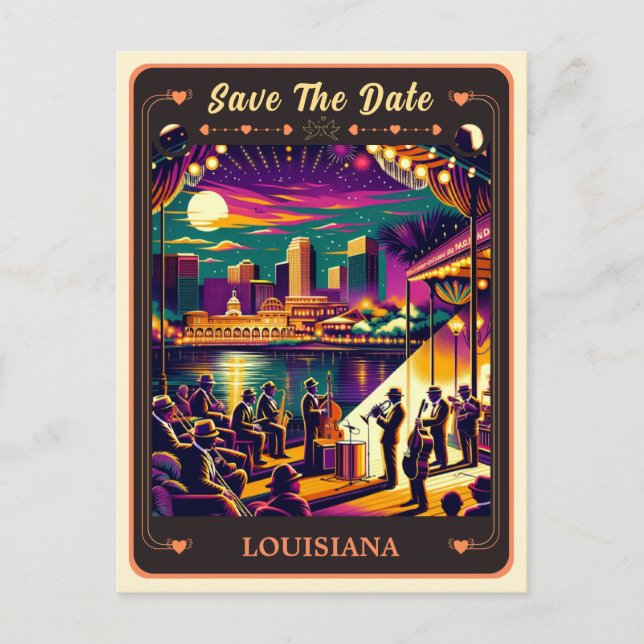 Save the date | Carte postale Invitation Louisiane (Devant)