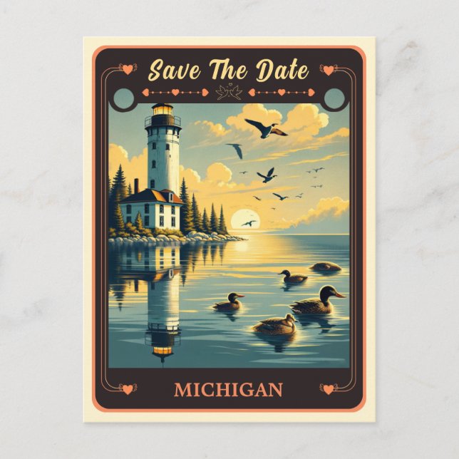 Save the date | Carte postale Invitation Michigan (Devant)
