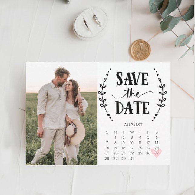 Save The Date Carton de calendrier "Sauver la date" Rustique Cam (Créateur téléchargé)