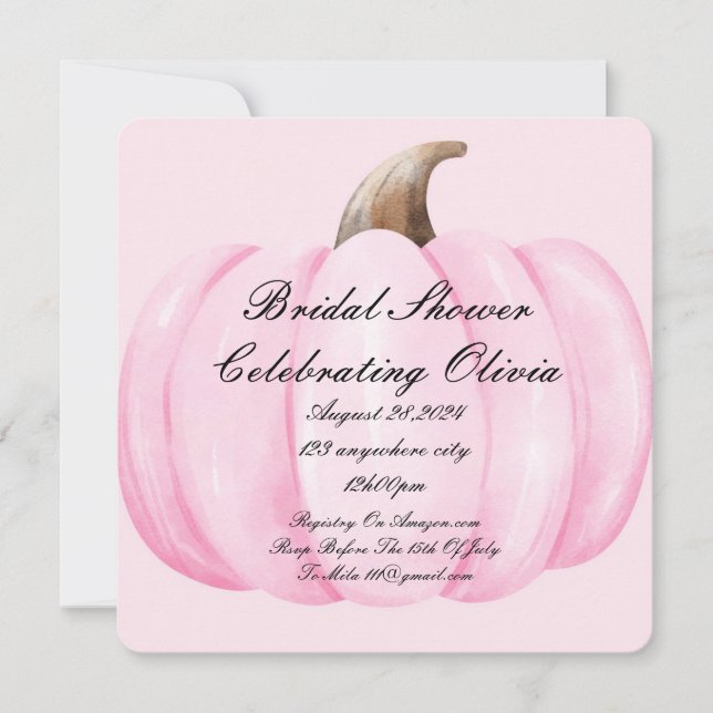 SAVE THE DATE CARTON DE MARIAGE CITROUILLE ROSE AUTOMNE (Devant)