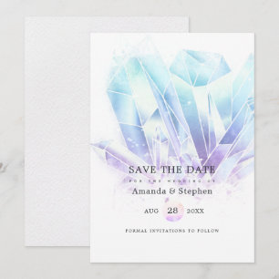 Save The Date Carton de mariage Cristaux Aquarelle Enregistrez l