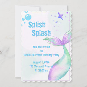 Save The Date Carton d'invitation à une fête de sirène pour fill