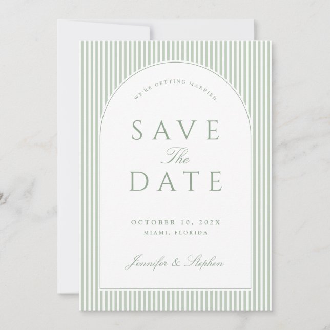Save The Date Carton d'invitation classique vert sauge pour anno (Devant)