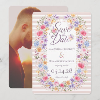Save The Date Carton d'invitation de mariage à cadre de fleurs d