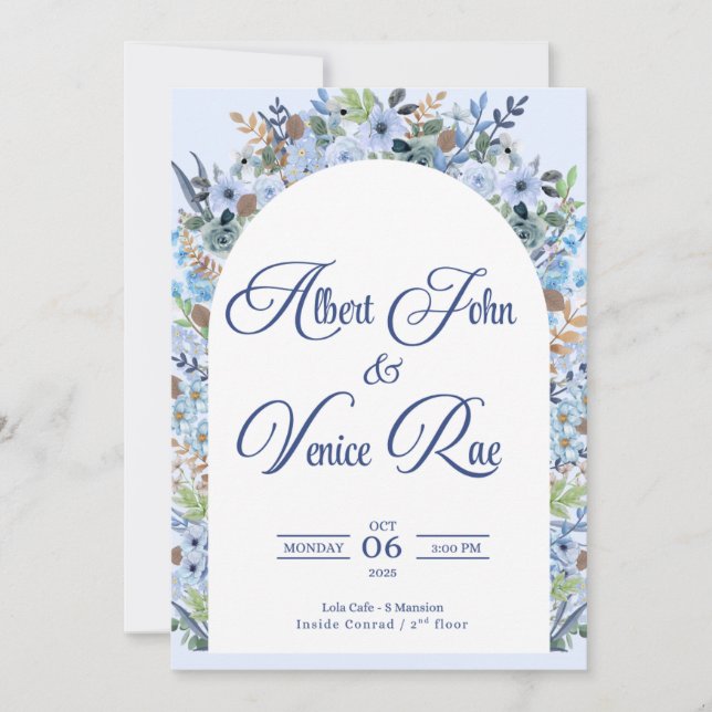 Save The Date Carton d'invitation de mariage bleu clair (Devant)