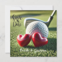 Carton d'invitation de mariage de golfeur avec bal