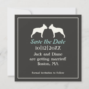 Save The Date Carton d'invitation de mariage de Terrier de Bosto