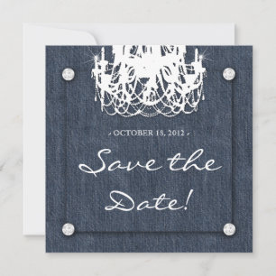 Save The Date Carton d'invitation de mariage Denim n Diamonds Lu