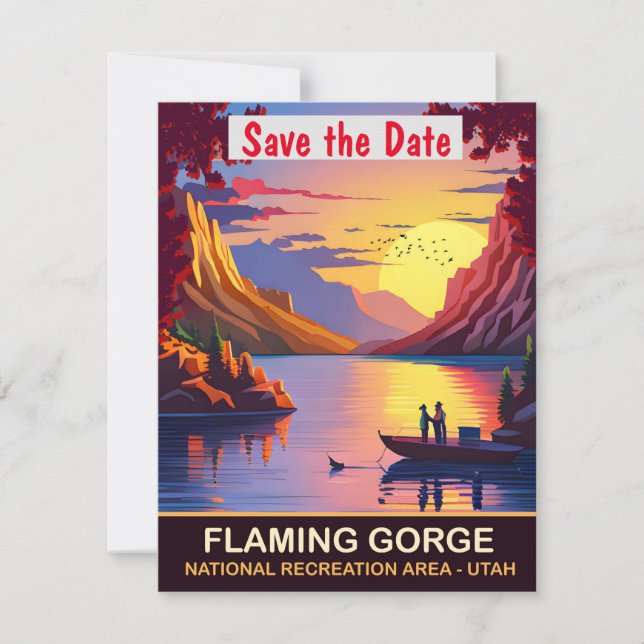 Save The Date Carton d'invitation de mariage Flaming Gorge Utah  (Devant)