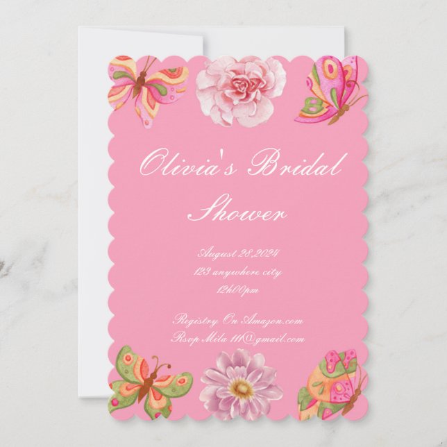 SAVE THE DATE CARTON D'INVITATION DE MARIAGE FLEURI ROSE (Devant)