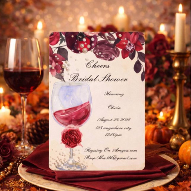 Save The Date carton d'invitation de mariage floral bordeaux (Créateur téléchargé)