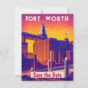 Save The Date Carton d'invitation de mariage Pont de Fort Worth