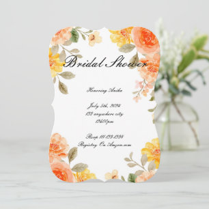 SAVE THE DATE CARTON D'INVITATION FLEURI BOTANIQUE ORANGE POUR M